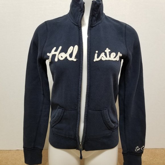 Hollister track jacket Medium So Cal spellout logo patch applique embroidery zip - Picture 10 of 13